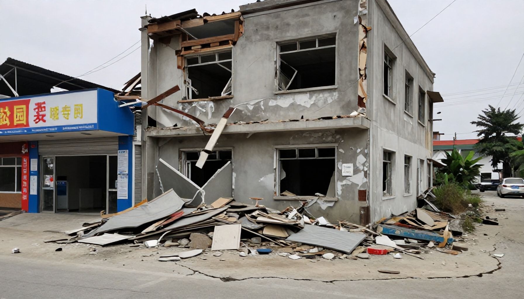 Daños materiales: Edificios y negocios afectados